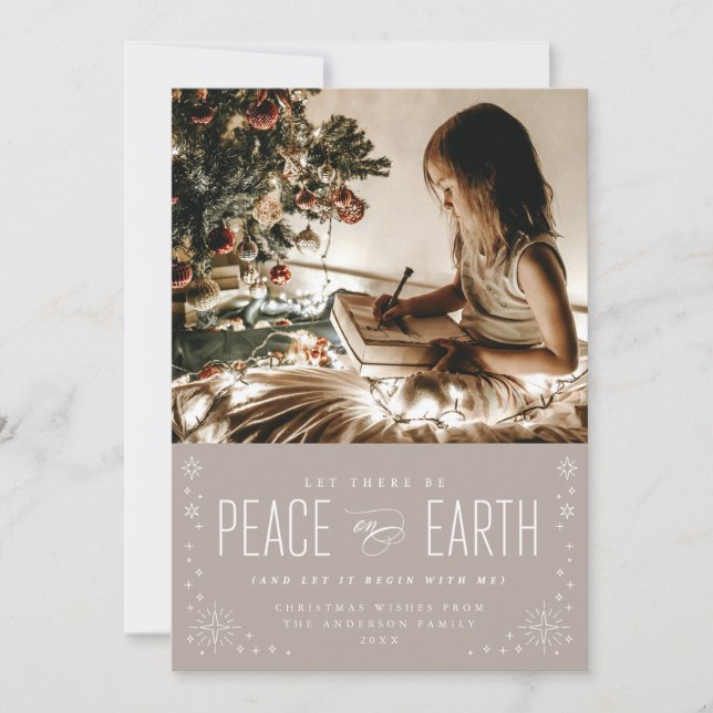 Carte de Noël Paix sur Terre avec Étoiles (Devant)
