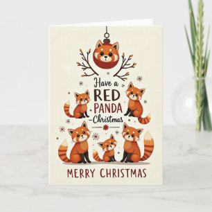 Carte de Noël Panda Orange Douce