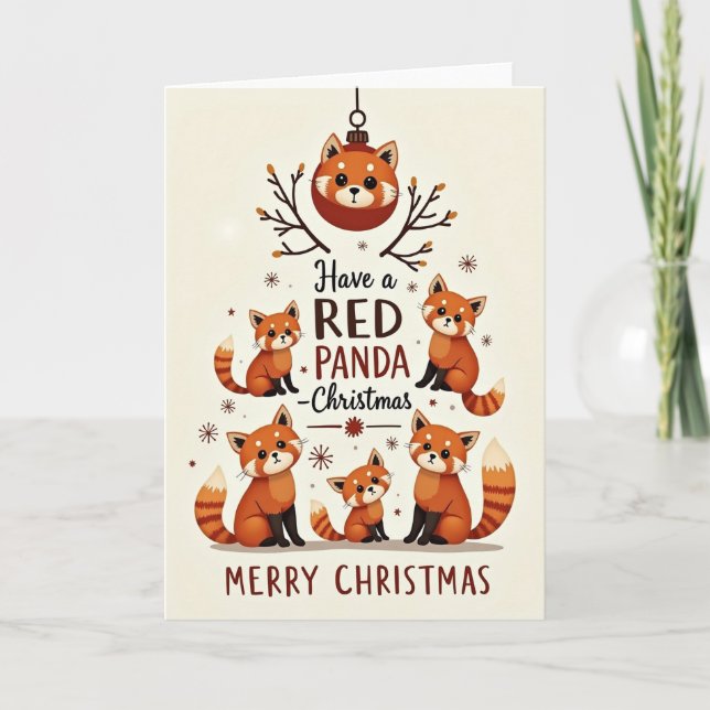 Carte de Noël Panda Orange Douce (Devant)