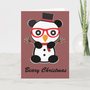 Carte de Noël Panda Snowman