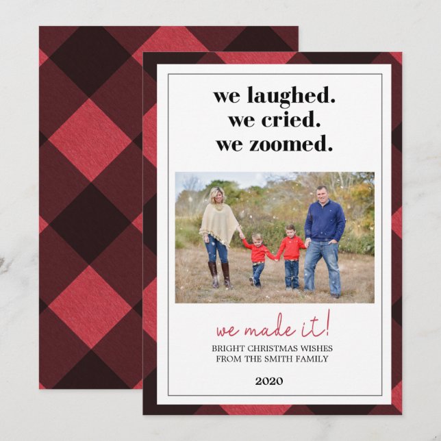 Carte de Noël pandémique, carte de Noël Zoom (Devant / Derrière)