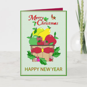 Carte de Noël Panier de fruits de vacances