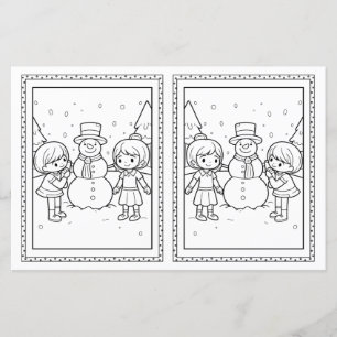 Carte de Noël papier Snowman Coloriage pour enfant