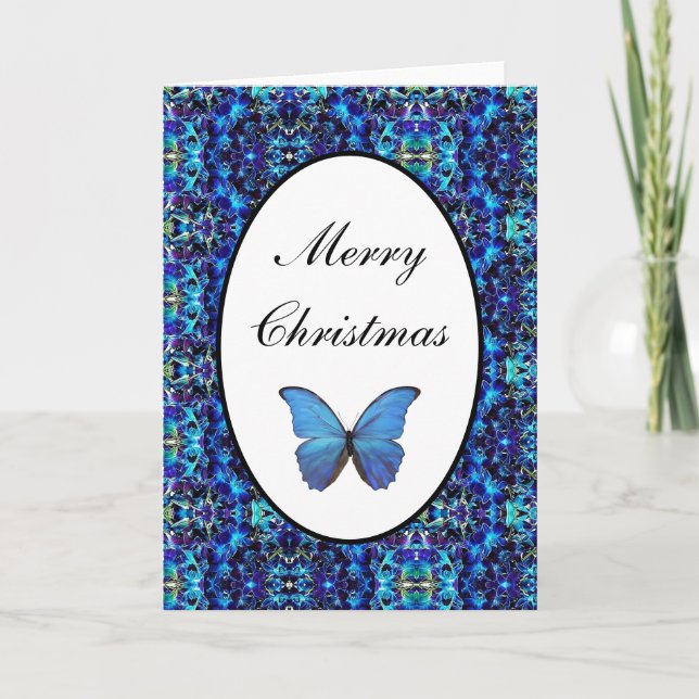Carte de Noël Papillon Morpho Bleu (Devant)