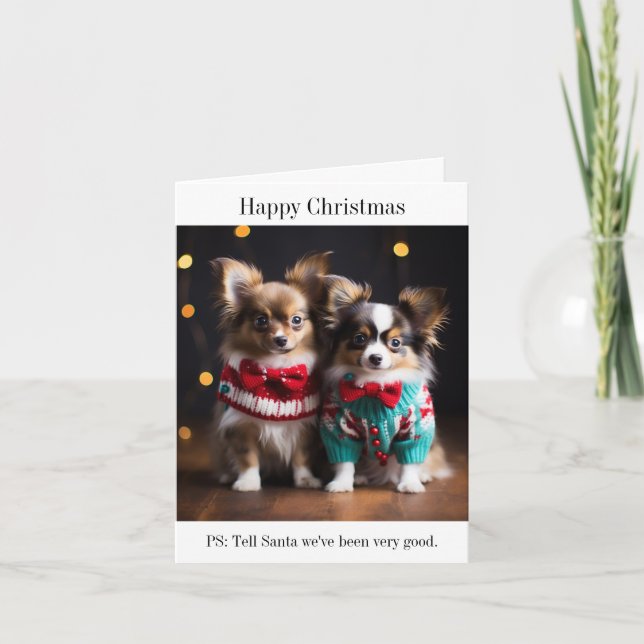 Carte de Noël Papillon Puppies (Devant)