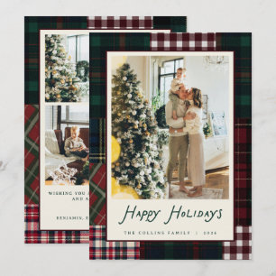 Carte de Noël patchwork avec photo de famille