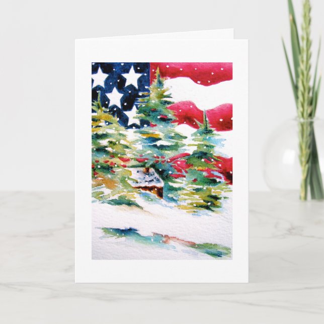 Carte de Noël Patriotique American Flag (Devant)