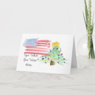 Carte de Noël Patriotique Aquarelle - Ver. 9