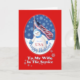 Carte de Noël patriotique pour femme dans le servi