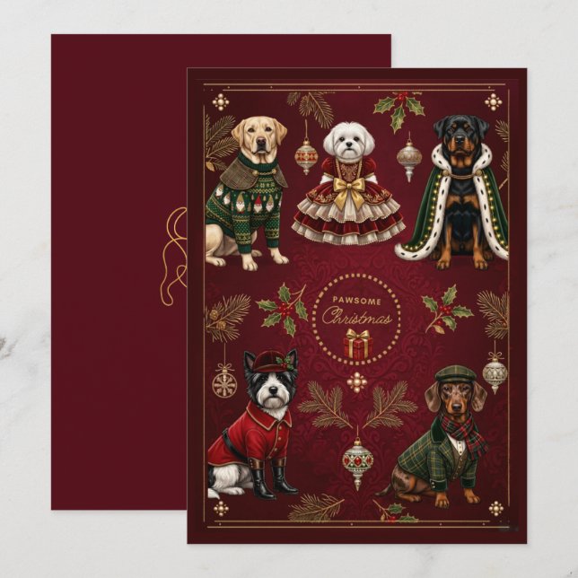 Carte de Noël Pawsome (Devant / Derrière)