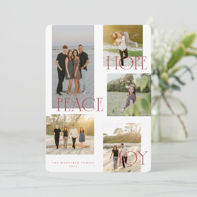 Carte de Noël Peace Hope Joy (Debout devant)