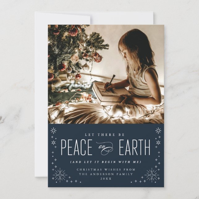 Carte de Noël Peace on Earth avec des étoiles (Devant)