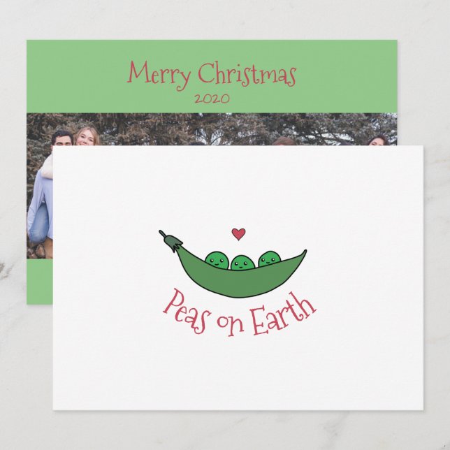 Carte de Noël "Peas on Earth" (Devant / Derrière)