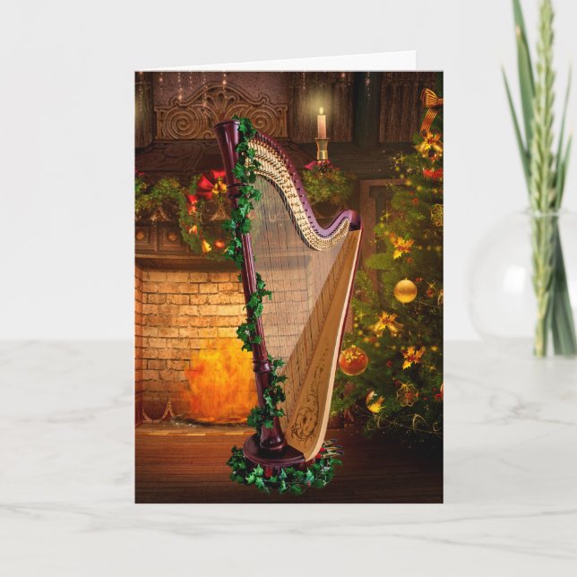 Carte de Noël Pedal Harp (Devant)