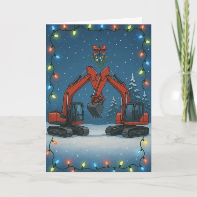 Carte de Noël - Pelles rouges s'embrassant  (Devant)