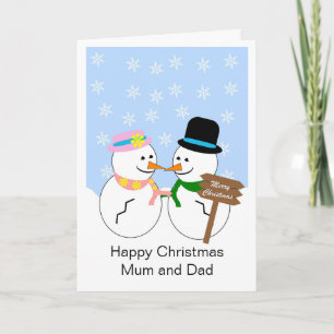 Carte de Noël père et mère des neigeurs
