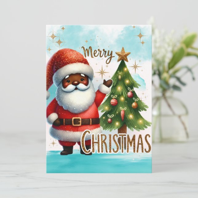 Carte de Noël Père Noël (Debout devant)