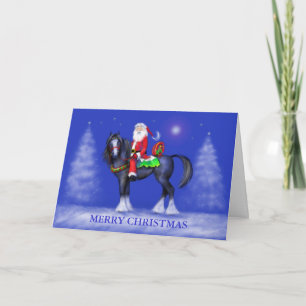 Carte de Noël - Père Noël à cheval