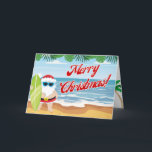 Carte de Noël Père Noël Beach<br><div class="desc">Tout le monde n'a pas un NoĂ«l blanc ! Profitez de cette carte qui cĂ©lèbre les journĂ©es chaudes et de NoĂ«l sur la plage.</div>