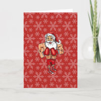 Carte de Noël Père Noël Boxe