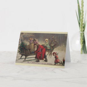 Carte de Noël Père Noël et Anges victoriens