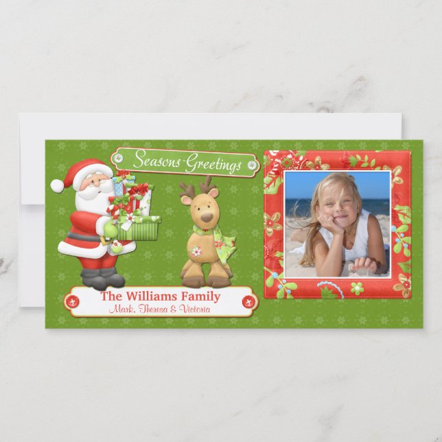 Carte de Noël père Noël et Reindeer (Devant)