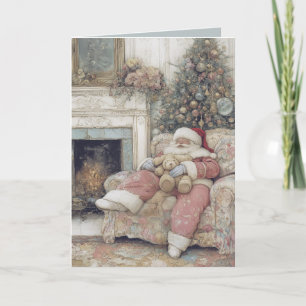 Carte de Noël Père Noël faisant une sieste