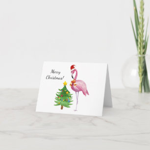 Carte de Noël Père Noël Flamant rose rose personna