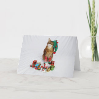Carte de Noël père Noël Kitty Elf avec été