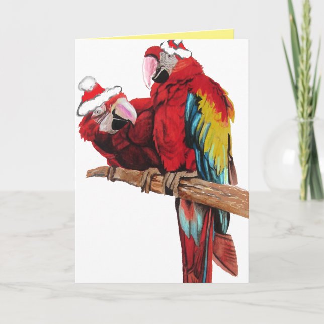 Carte de Noël père Noël Macaws Red Parrot (Devant)