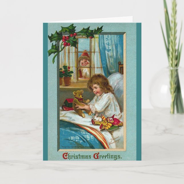 Carte de Noël père Noël Peek Vintage (Devant)