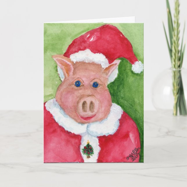 Carte de Noël père Noël Pig (Devant)