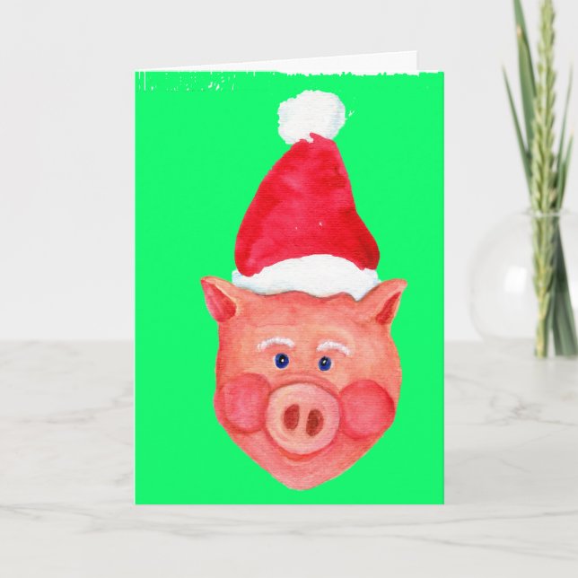Carte de Noël père Noël Pig (Devant)