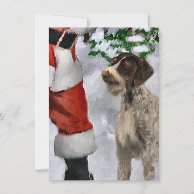 Carte de Noël Père Noël Pointer À poils durs allem (Devant)