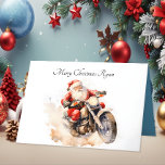 Carte de Noël père Noël Riding Motorbike<br><div class="desc">Carte de Noël père Noël Riding Motorbike ! Faites de cette saison des Fêtes un moment spécial avec une touche d'originalité et un humour en envoyant notre Carte de Noël sur mesure Père Noël Riding Motorbike. Cette carte d'aquarelle unique présente le Père Noël sur une moto, ajoutant une touche amusante...</div>