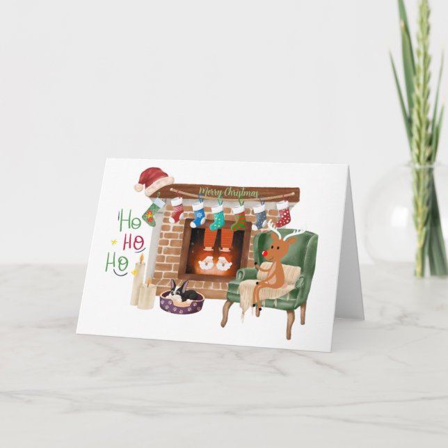 Carte de Noël père Noël Slippers (Devant)