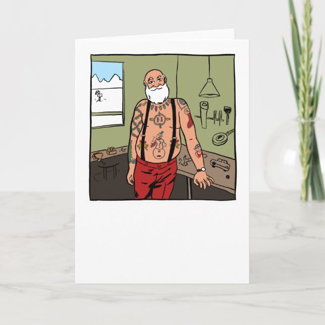 Carte de Noël Père Noël tatouée (Devant)