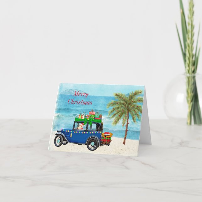 Carte de Noël Père Noël Tropical (Devant)