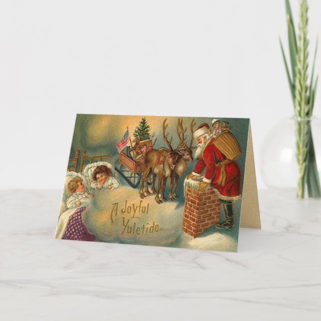 Carte de Noël Père Noël victorienne (Devant)
