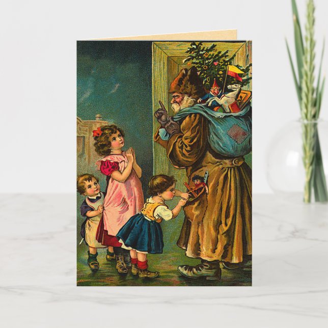 Carte de Noël Père Noël victorienne (Devant)