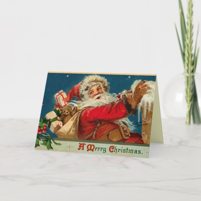 Carte de Noël Père Noël vintage (Devant)