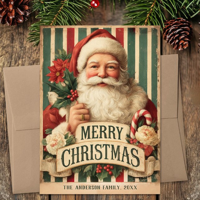 Carte de Noël Père Noël vintage (Vintage Santa Christmas Holiday Card)