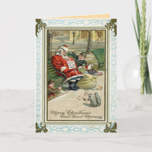 Carte de Noël Père Noël vintage dormant