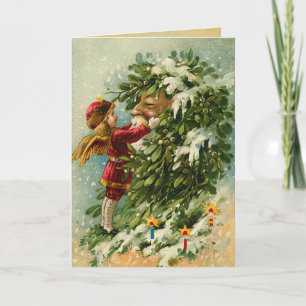 Carte de Noël Père Noël vintage et Fairy