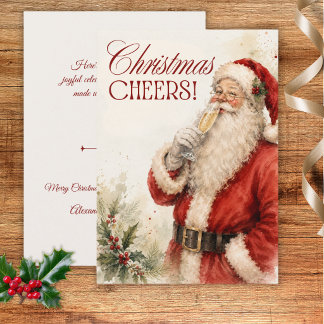 Carte de Noël Père Noël Vintage Noël Cheers
