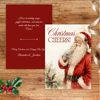 Carte de Noël Père Noël Vintage Noël Cheers