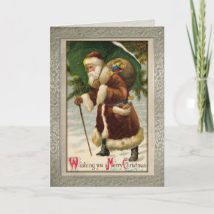 Carte de Noël Père Noël Vintage Ornat