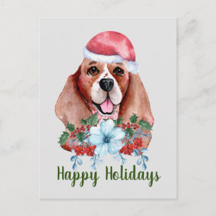 Carte de Noël personnalisable Beagle aquarelle