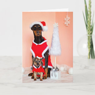 CARTE DE NOËL PERSONNALISABLE CHIEN PÈRE NOËL