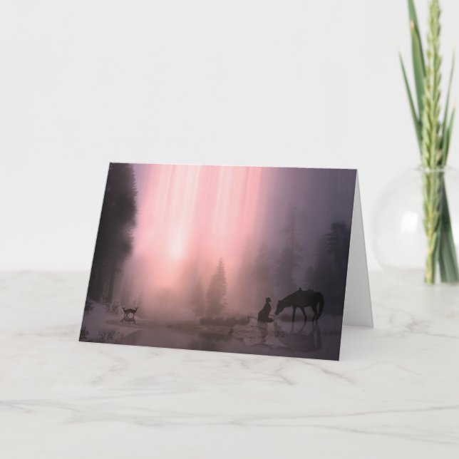 Carte de Noël personnalisable Cowboy et Horse (Devant)